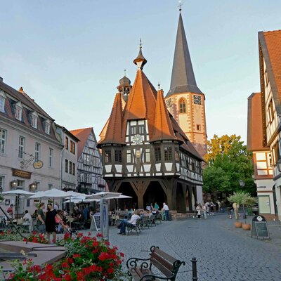 Blick auf das historische Rathaus in Michelstadt